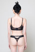 MAE Black Half Moon Cut-Out Bra - Satin Top